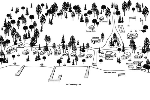 map of Big Timber Lodge Resort Grounds